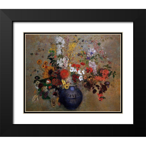 Flowers Black Modern Wood Framed Art Print with Double Matting by Redon, Odilon