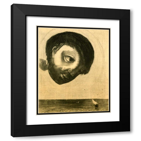 Guardian Spirit Of The Waters Black Modern Wood Framed Art Print with Double Matting by Redon, Odilion