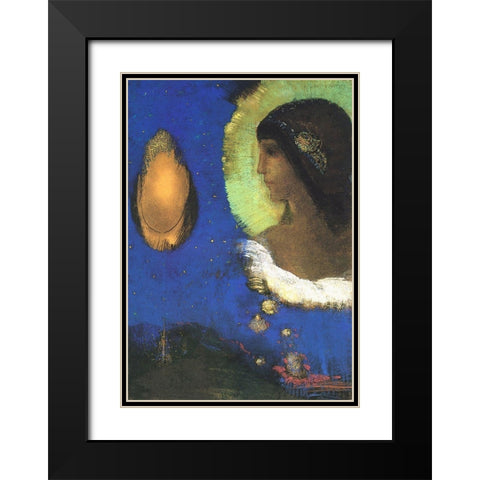 Sita Black Modern Wood Framed Art Print with Double Matting by Redon, Odilon