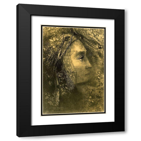 Spring Black Modern Wood Framed Art Print with Double Matting by Redon, Odilon