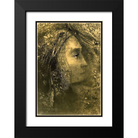 Spring Black Modern Wood Framed Art Print with Double Matting by Redon, Odilon