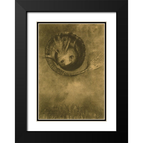 Tadpole Black Modern Wood Framed Art Print with Double Matting by Redon, Odilon