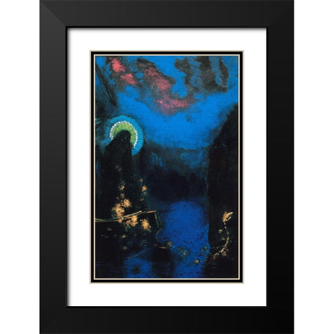 The Boat Black Modern Wood Framed Art Print with Double Matting by Redon, Odilon