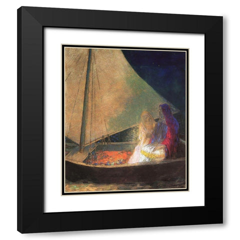 The Boat 3 Black Modern Wood Framed Art Print with Double Matting by Redon, Odilon