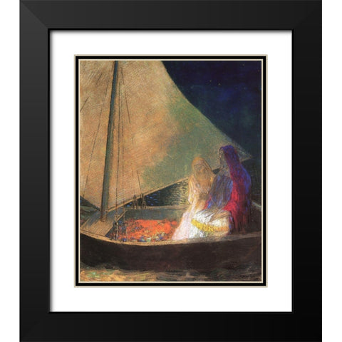 The Boat 3 Black Modern Wood Framed Art Print with Double Matting by Redon, Odilon