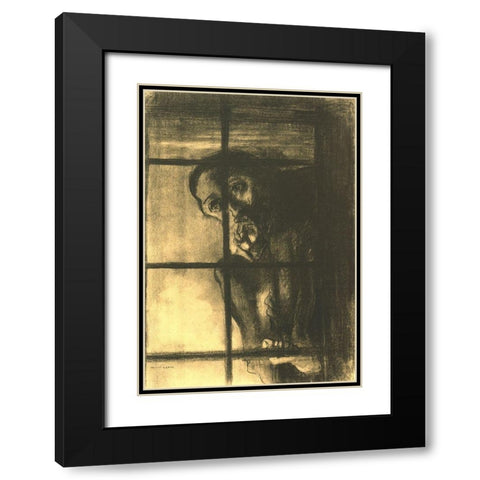 The Convict Black Modern Wood Framed Art Print with Double Matting by Redon, Odilon