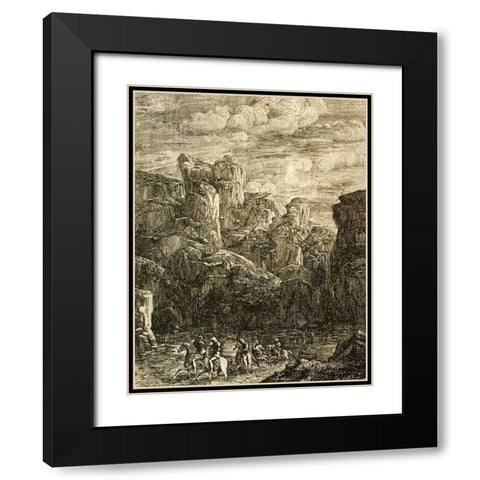 The Ford Landscape With Horseman Black Modern Wood Framed Art Print with Double Matting by Redon, Odilon