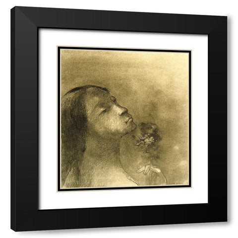 The Scent Of Evil Black Modern Wood Framed Art Print with Double Matting by Redon, Odilon