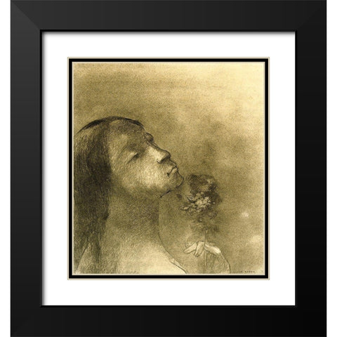 The Scent Of Evil Black Modern Wood Framed Art Print with Double Matting by Redon, Odilon