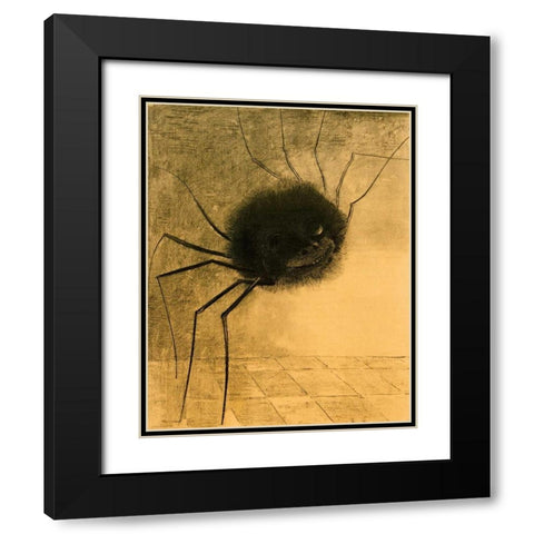 The Smiling Spider Black Modern Wood Framed Art Print with Double Matting by Redon, Odilion