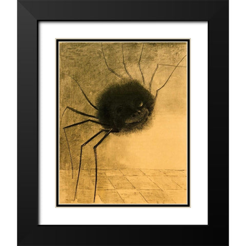 The Smiling Spider Black Modern Wood Framed Art Print with Double Matting by Redon, Odilion