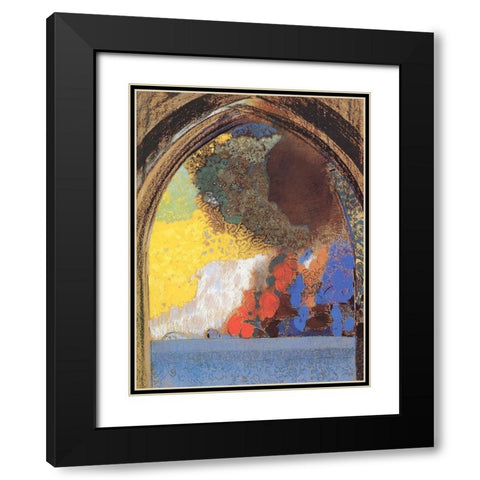 The Window Black Modern Wood Framed Art Print with Double Matting by Redon, Odilon