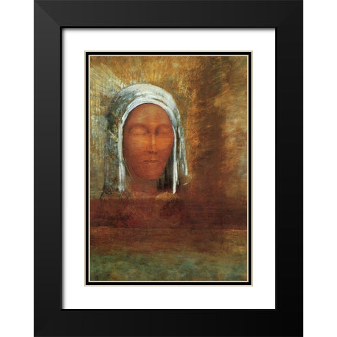 Virgin Of The Dawn Black Modern Wood Framed Art Print with Double Matting by Redon, Odilon
