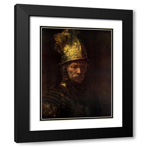 Man With Gold Helmet Black Modern Wood Framed Art Print with Double Matting by Van Rijn, Rembrandt
