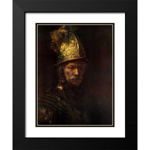 Man With Gold Helmet Black Modern Wood Framed Art Print with Double Matting by Van Rijn, Rembrandt