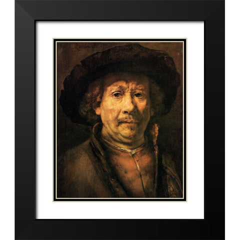 Self Portrait 7 Black Modern Wood Framed Art Print with Double Matting by Van Rijn, Rembrandt