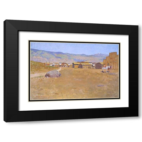 A Mining Town Wyoming Black Modern Wood Framed Art Print with Double Matting by Remington, Frederic