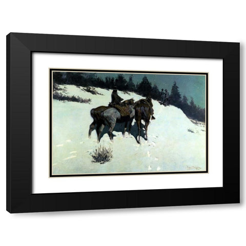 A Reconnaissance Black Modern Wood Framed Art Print with Double Matting by Remington, Frederic