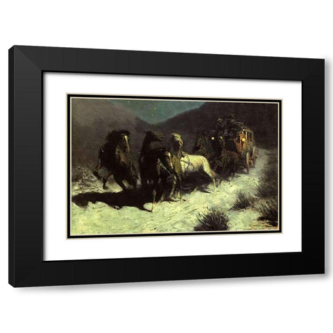 A Taint On The Wind Black Modern Wood Framed Art Print with Double Matting by Remington, Frederic