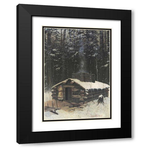 Antoines Cabin Black Modern Wood Framed Art Print with Double Matting by Remington, Frederic