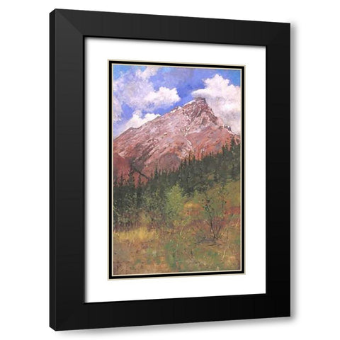 Banff Cascade Mountain Black Modern Wood Framed Art Print with Double Matting by Remington, Frederic