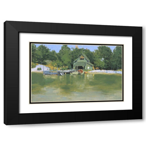 Boat House At Ingleneuk Black Modern Wood Framed Art Print with Double Matting by Remington, Frederic