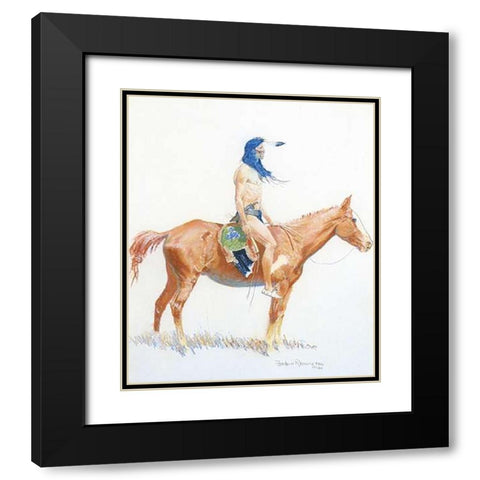 Cheyenne Buck Black Modern Wood Framed Art Print with Double Matting by Remington, Frederic