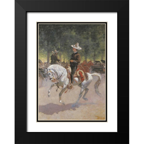 Gentleman Rider On The Paseo De La Reforma Black Modern Wood Framed Art Print with Double Matting by Remington, Frederic