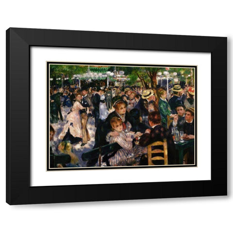 Bal Du Moulin De La Galette Black Modern Wood Framed Art Print with Double Matting by Renoir, Pierre-Auguste