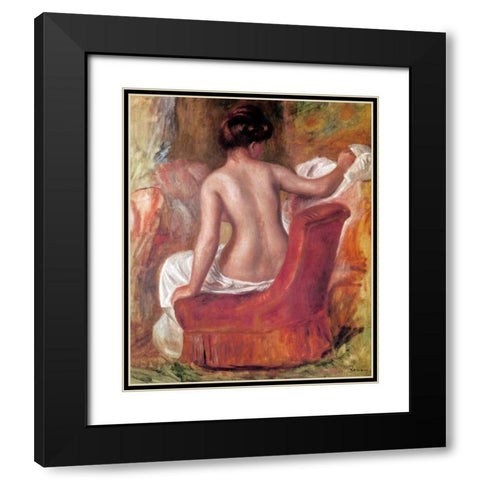 Nude In Chair Black Modern Wood Framed Art Print with Double Matting by Renoir, Pierre-Auguste