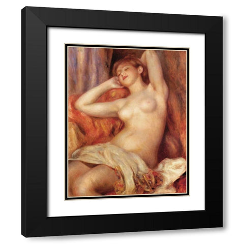Sleeping Nude Black Modern Wood Framed Art Print with Double Matting by Renoir, Pierre-Auguste
