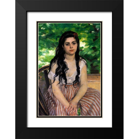 Summer Black Modern Wood Framed Art Print with Double Matting by Renoir, Pierre-Auguste