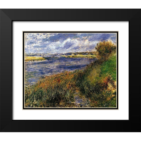 The Seine At Champrosay Black Modern Wood Framed Art Print with Double Matting by Renoir, Pierre-Auguste