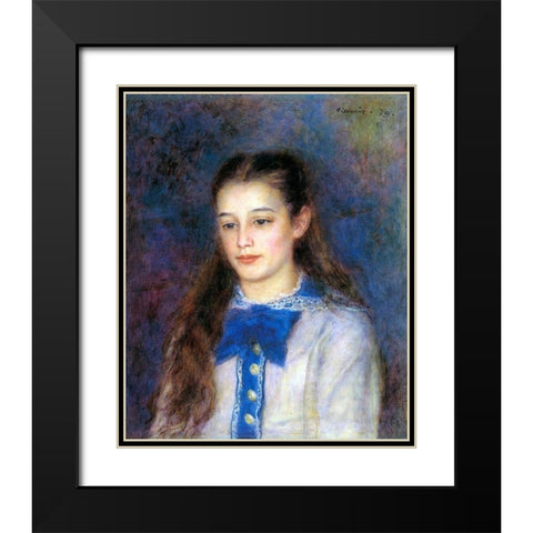 Therese Berard Black Modern Wood Framed Art Print with Double Matting by Renoir, Pierre-Auguste