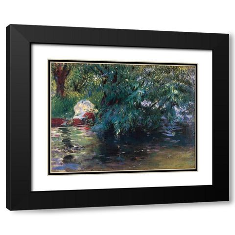 A Backwater Calcot Mill 1888 Black Modern Wood Framed Art Print with Double Matting by Sargent, John Singer