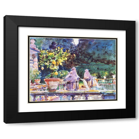 A Fountain Black Modern Wood Framed Art Print with Double Matting by Sargent, John Singer