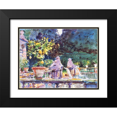 A Fountain Black Modern Wood Framed Art Print with Double Matting by Sargent, John Singer