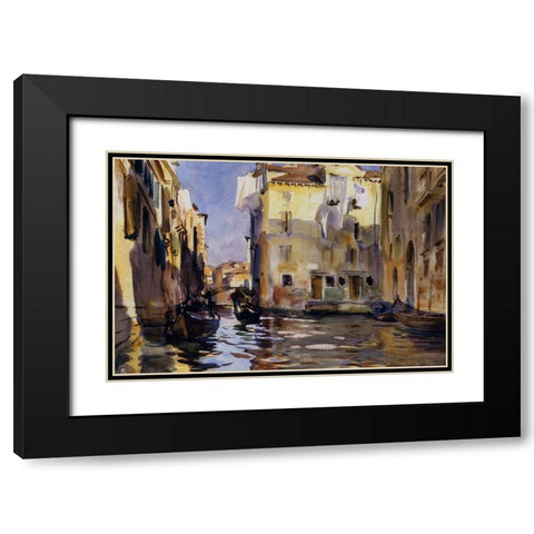 A Side Canal, Venice, 1902-04 Black Modern Wood Framed Art Print with Double Matting by Sargent, John Singer