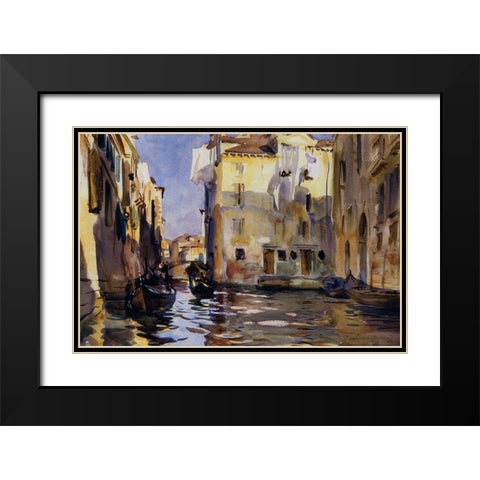 A Side Canal, Venice, 1902-04 Black Modern Wood Framed Art Print with Double Matting by Sargent, John Singer