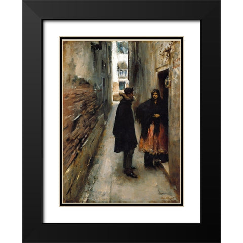 A Street in Venice Black Modern Wood Framed Art Print with Double Matting by Sargent, John Singer