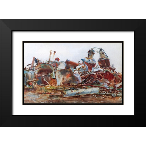 A Wrecked Sugar Refinery Black Modern Wood Framed Art Print with Double Matting by Sargent, John Singer
