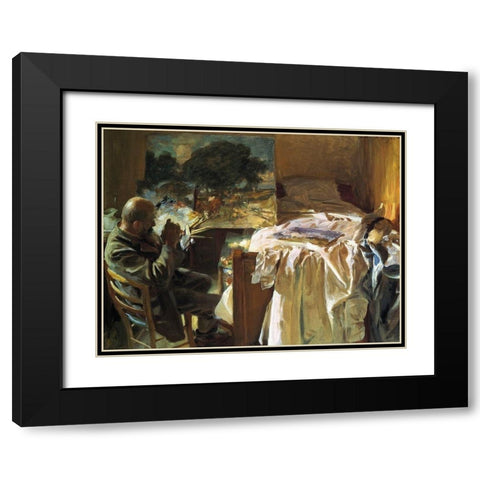 An Artist in his Studio Black Modern Wood Framed Art Print with Double Matting by Sargent, John Singer