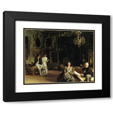 An Interior in Venice 1899 Black Modern Wood Framed Art Print with Double Matting by Sargent, John Singer