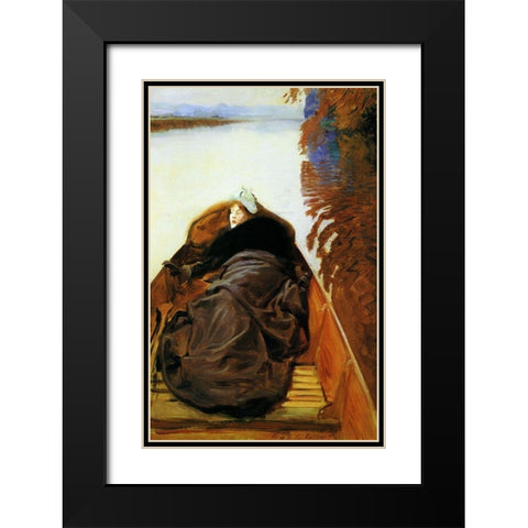 Autumn on the River, 1889 Black Modern Wood Framed Art Print with Double Matting by Sargent, John Singer