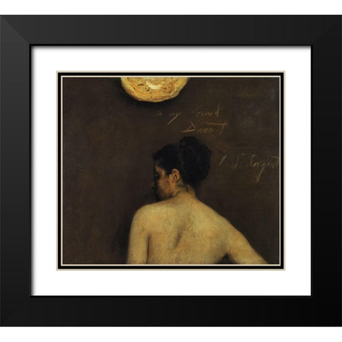 Back View of a Nude Model Black Modern Wood Framed Art Print with Double Matting by Sargent, John Singer