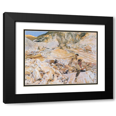 Bringing Down Marble from Quarries to Carrara Black Modern Wood Framed Art Print with Double Matting by Sargent, John Singer