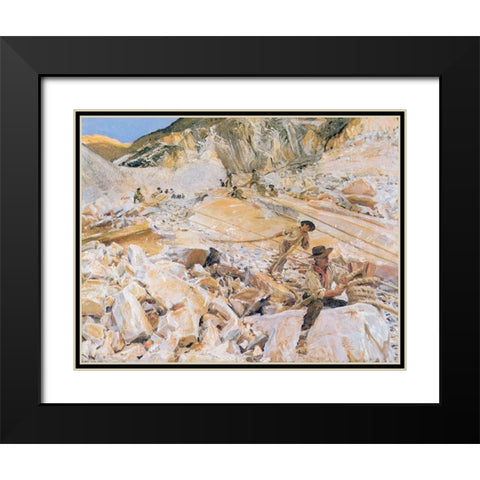 Bringing Down Marble from Quarries to Carrara Black Modern Wood Framed Art Print with Double Matting by Sargent, John Singer