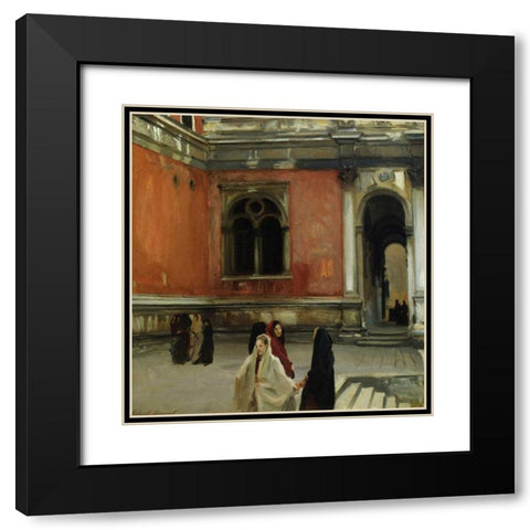 Campo behind the Scuola di San Rocco, 1882 Black Modern Wood Framed Art Print with Double Matting by Sargent, John Singer