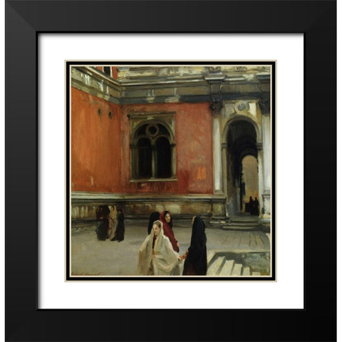 Campo behind the Scuola di San Rocco, 1882 Black Modern Wood Framed Art Print with Double Matting by Sargent, John Singer