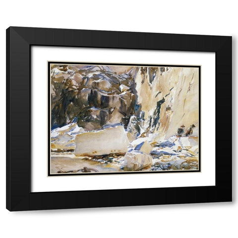 Carrara, in a Quarry, 1911 Black Modern Wood Framed Art Print with Double Matting by Sargent, John Singer